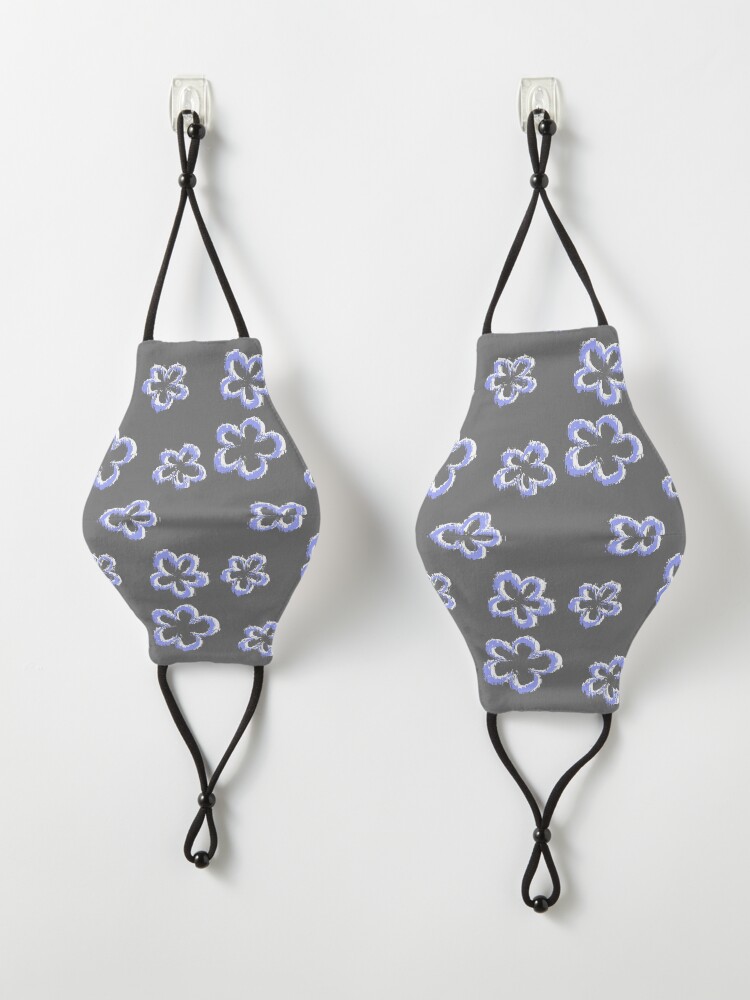 Alternate view of Funky Periwinkle Retro Glitch Flowers Sticker Pack Mask