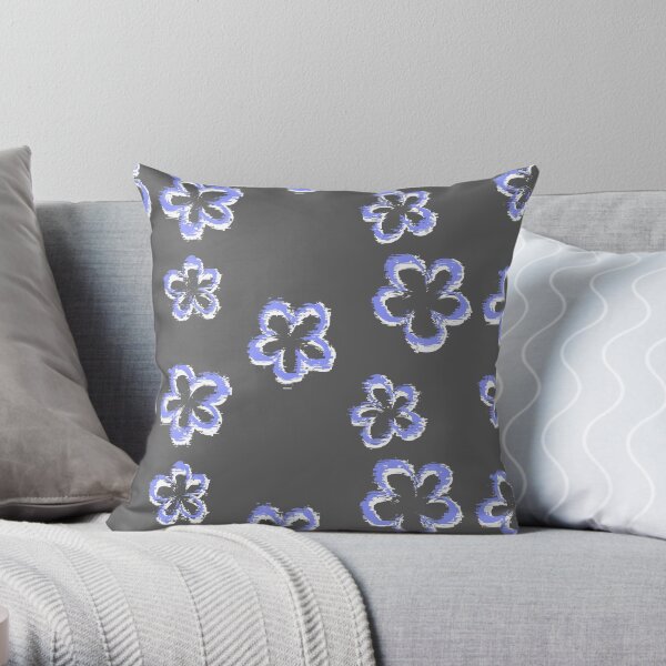 Funky Periwinkle Retro Glitch Flowers Sticker Pack Throw Pillow