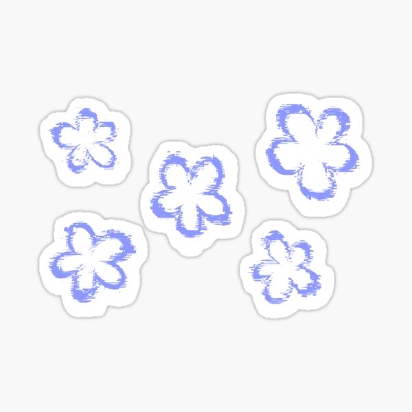 Funky Periwinkle Retro Glitch Flowers Sticker Pack Glossy Sticker