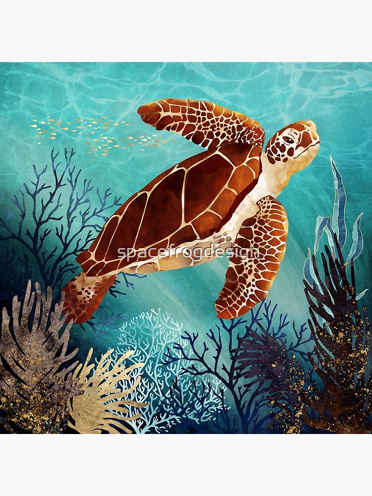Discover Metallic Sea Turtle Premium Matte Vertical Poster