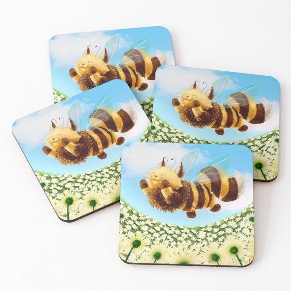 Item preview, Small Chatbeille in a field of wild flowers - BEE HAPPY designed and sold by Elodie-Uft.