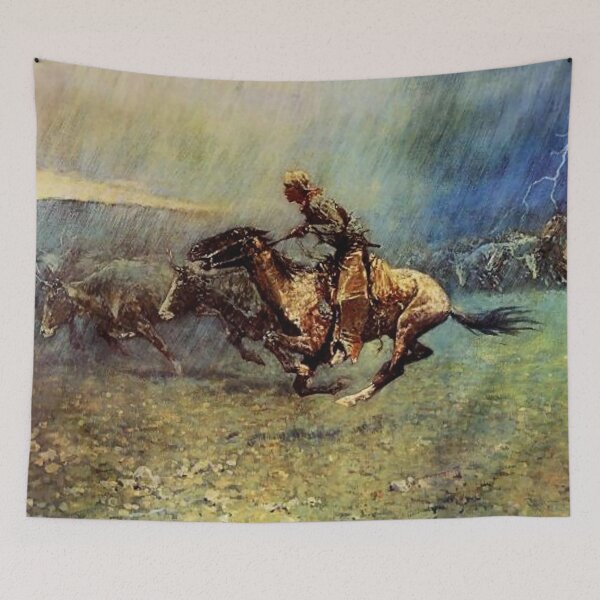 Item preview, Frederick Remington Western Art “The Stampede” designed and sold by PatricianneK.