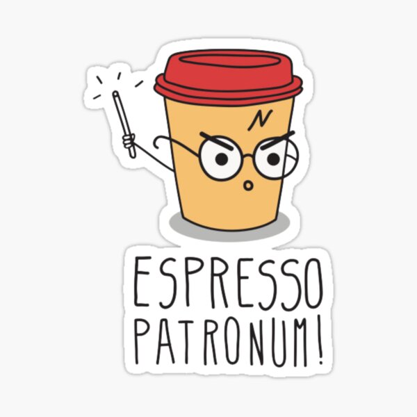 Angry Espresso Magic Wand Spell Sticker