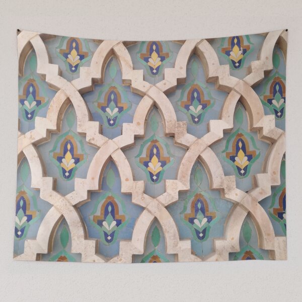 Item preview, Geometric beige and blue tile pattern designed and sold by Joejo19.