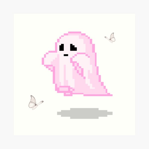 ghost kawaii pixel art butterflies\