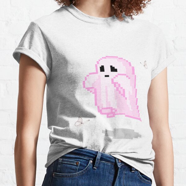 fantasmas kawaii pixel art mariposas Camiseta clásica