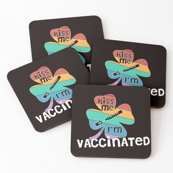 Item preview, Kiss Me I'm Vaccinated rainbow clover St. Patrick funny designed and sold by Timeforplay.
