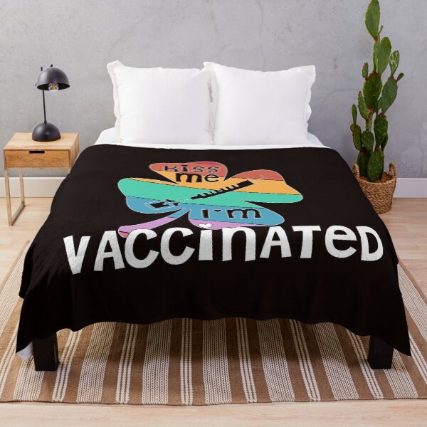 Item preview, Kiss Me I'm Vaccinated rainbow clover St. Patrick funny designed and sold by Timeforplay.