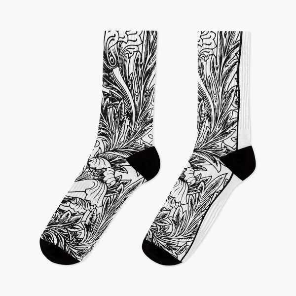 Item preview, Vintage Blooming Tulip Floral Woodcut Pattern with Leaves designed and sold by ClickForMore.