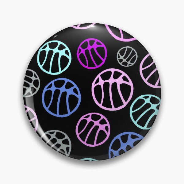 Aperçu de l'œuvre Modèle de ballon de basket rose menthe violet sur noir créée et vendue par OneLook.