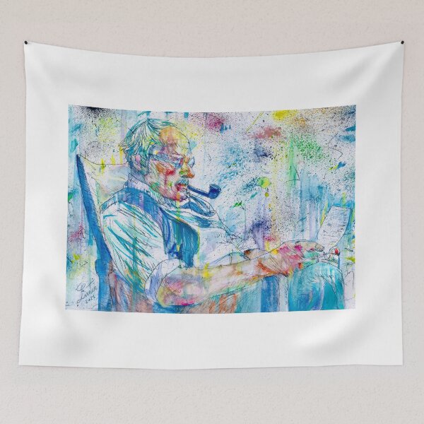 Item preview, CARL JUNG reading - watercolor portrait designed and sold by lautir.