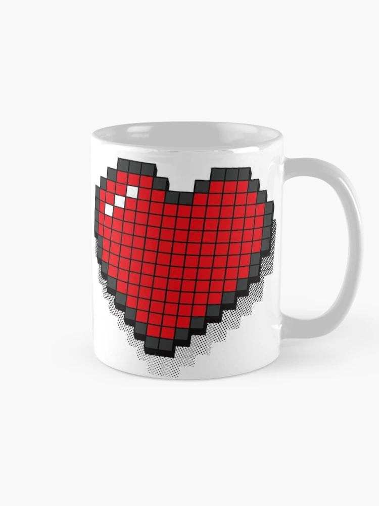 Thumbnail 3 of 6, Coffee Mug, Retro Pixel Heart - Red 3D [Roufxis-Rb] designed and sold by RoufXis.