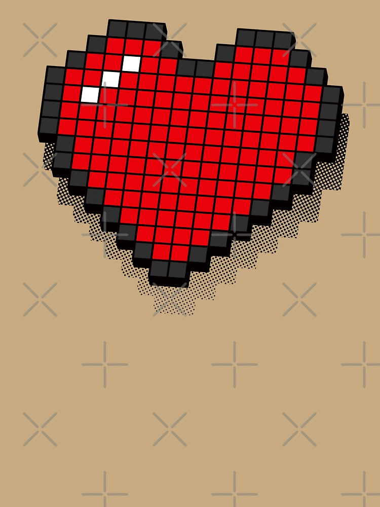 Aperçu 6 sur 6. Sweat à capuche oversize premium avec l'œuvre Coeur Pixel Rétro - Rouge 3D [Roufxis-Rb] créée et vendue par RoufXis.