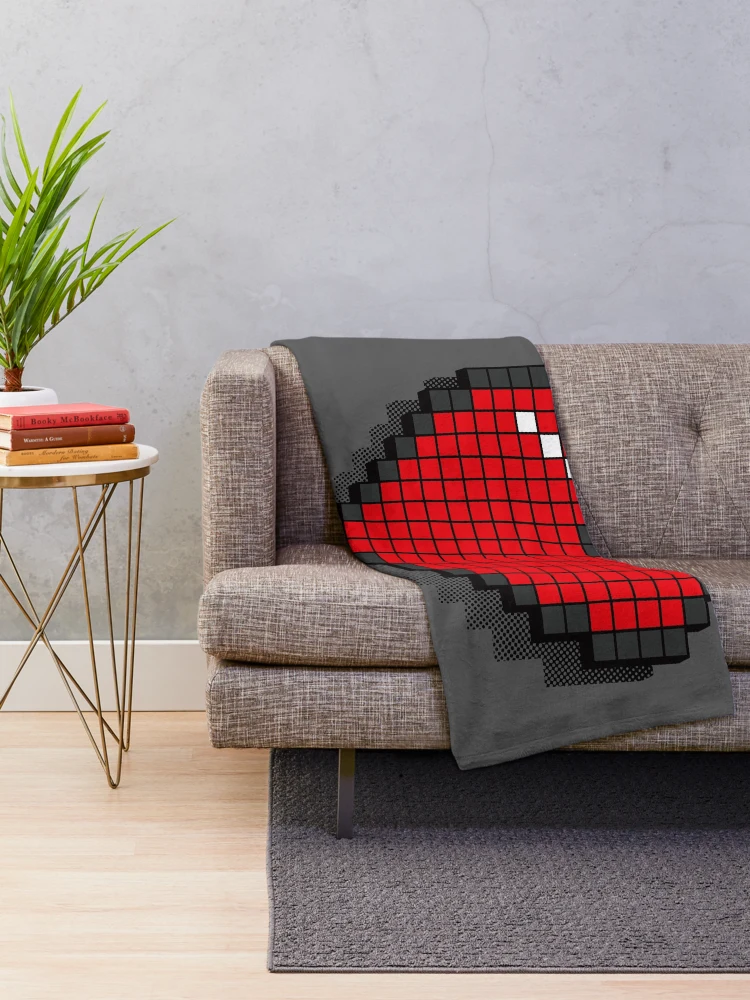 Thumbnail 2 of 6, Throw Blanket, Retro Pixel Heart - Red 3D [Roufxis-Rb] designed and sold by RoufXis.