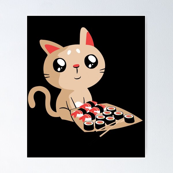 Item preview, Cute Cat With Sushi Rolls designed and sold by OnepixArt.