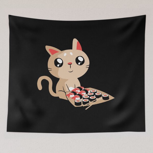 Item preview, Cute Cat With Sushi Rolls designed and sold by OnepixArt.