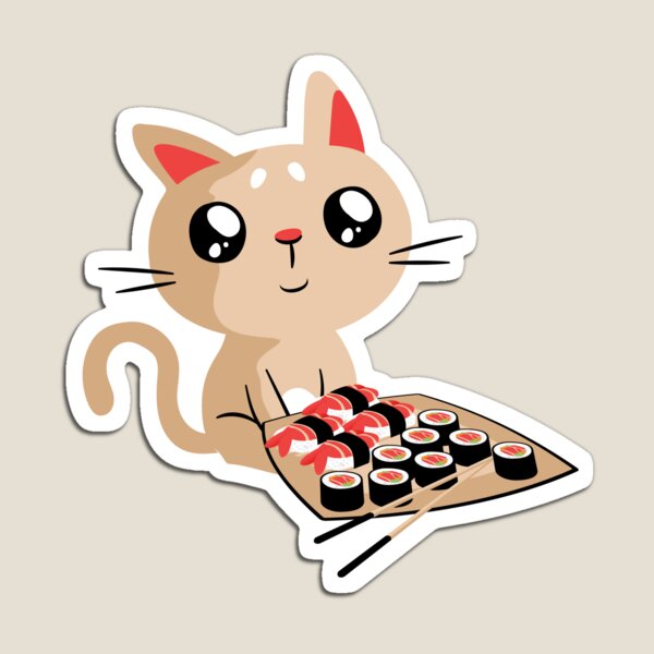 Item preview, Cute Cat With Sushi Rolls designed and sold by OnepixArt.