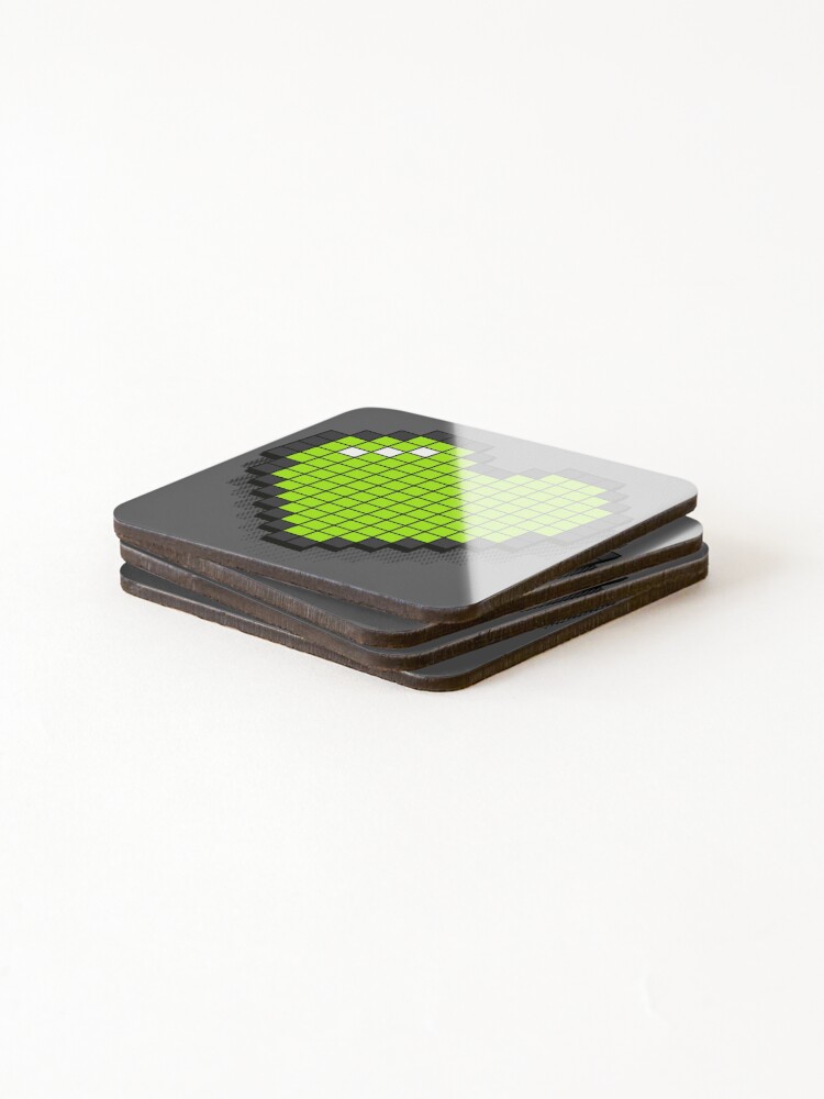 Thumbnail 4 of 5, Coasters (Set of 4), Retro Pixel Heart - Neon Green 3D [Roufxis-Rb] designed and sold by RoufXis.