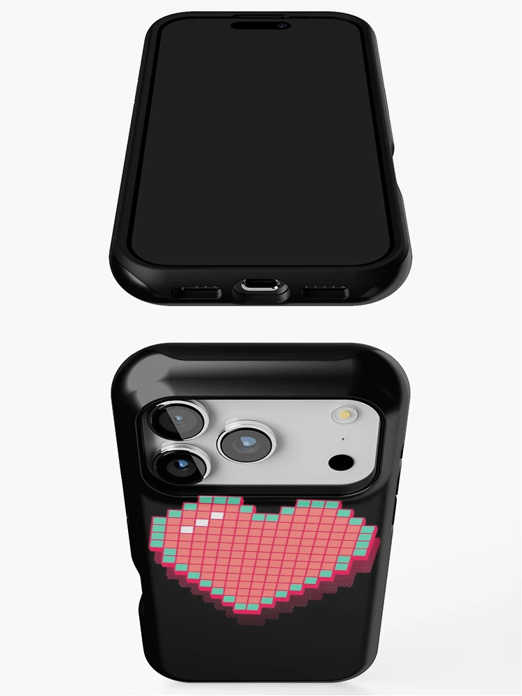 Thumbnail 3 of 4, iPhone Case, Retro Pixel Heart - Pink 3D [Roufxis-Rb] designed and sold by RoufXis.