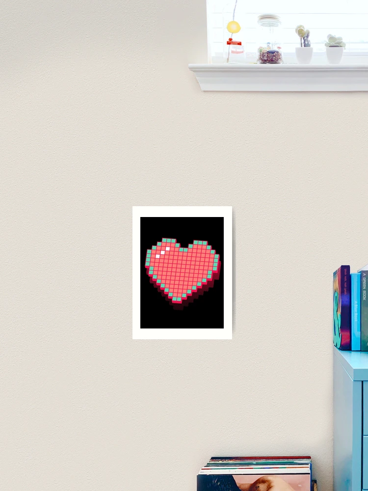 Thumbnail 2 von 3, Kunstdruck, Retro-Pixel-Herz - Rosa 3D [Roufxis-Rb] designt und verkauft von RoufXis.