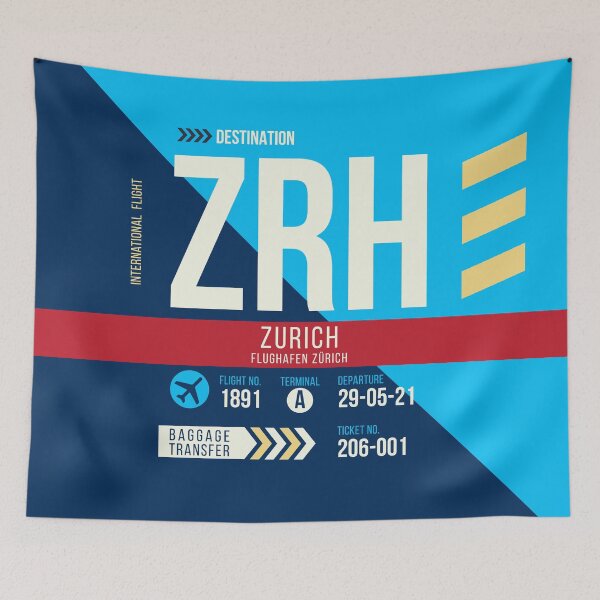 Item preview, Zurich (ZRH) Airport Code Baggage Tag designed and sold by SLAG-Creative.