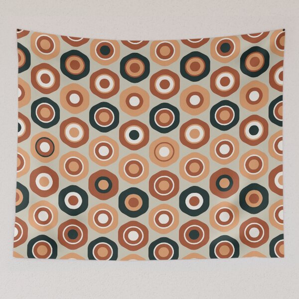 Item preview, Buttons - Geo Honeycomb Tile Pattern in Light Sage and Rust Tones designed and sold by kierkegaard.