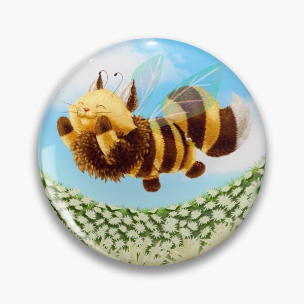 Item preview, Small Chatbeille in a field of wild flowers - BEE HAPPY designed and sold by Elodie-Uft.