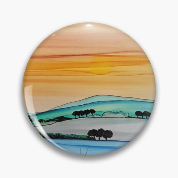 Item preview, Multicolor dream landscape - lake between the hills - alcohol ink  designed and sold by ApArtPaintings.