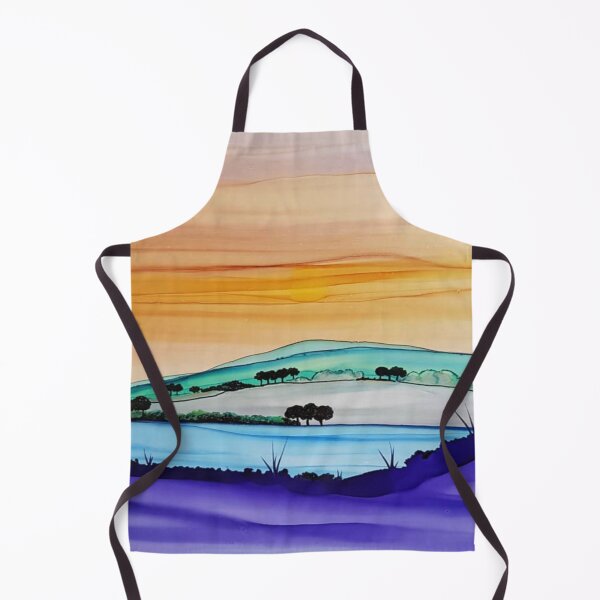 Item preview, Multicolor dream landscape - lake between the hills - alcohol ink  designed and sold by ApArtPaintings.