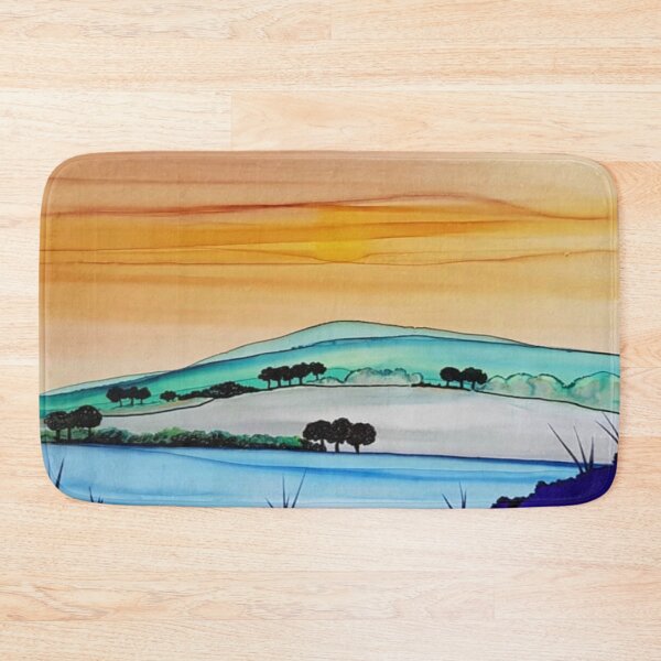 Item preview, Multicolor dream landscape - lake between the hills - alcohol ink  designed and sold by ApArtPaintings.