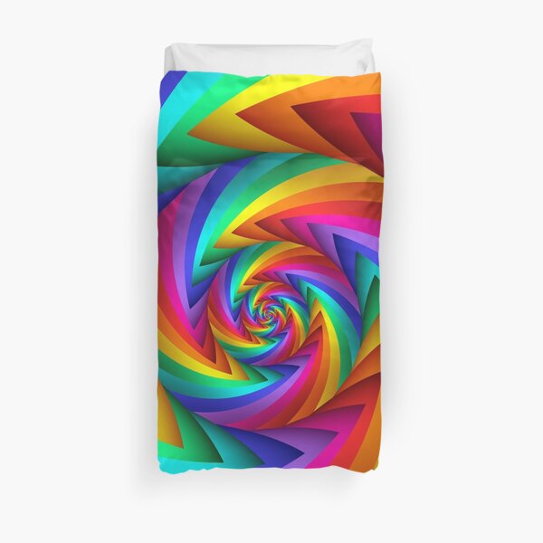 Rainbow Fractal Spiral Duvet Cover
