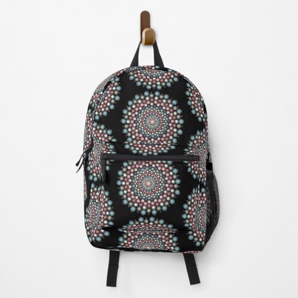 Item preview, Dot Mandala Design pastels on black background designed and sold by MandalaStone.