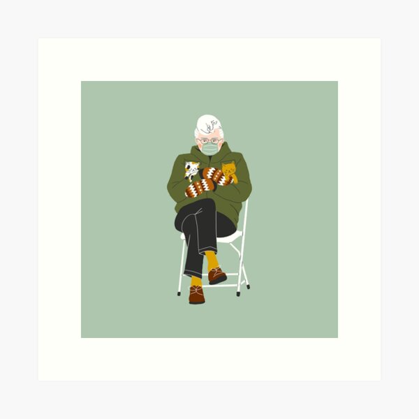 Bernie Sanders Kätzchenhandschuhe Kunstdruck