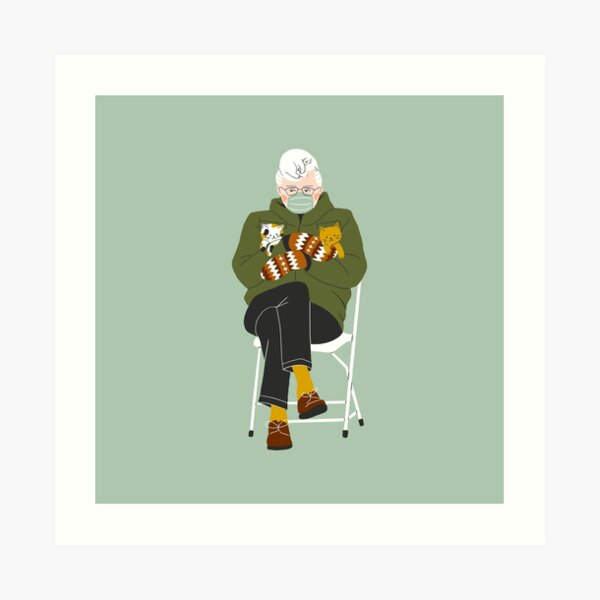 Bernie Sanders Kitten Mittens Art Print