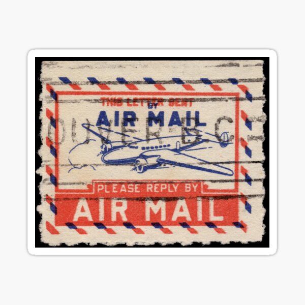 Vintage Air Mail label - Please Reply Sticker
