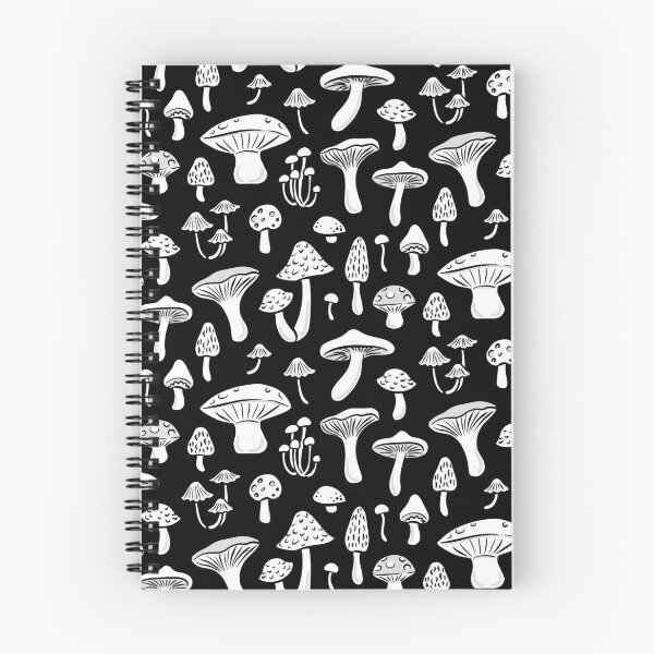 Item preview, Monochrome Mushrooms Tossed Print - Black designed and sold by patternandcraft.