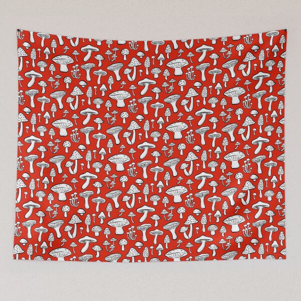 Item preview, Impresión de champiñones - Tierra roja designed and sold by patternandcraft.