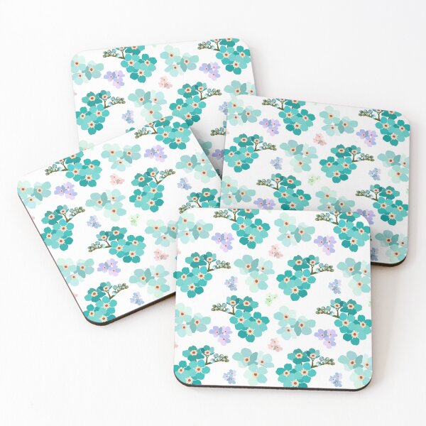 Aperçu de l'œuvre Myosotis floraux sarcelle créée et vendue par OranelloDesigns.