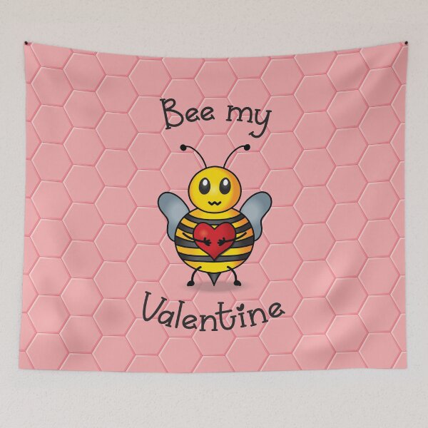 Item preview, Bee my Valentine - Cute bee cartoon gift for Valentine's day - Pink honeycomb background designed and sold by Twist Design.