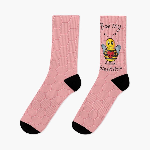 Item preview, Bee my Valentine - Cute bee cartoon gift for Valentine's day - Pink honeycomb background designed and sold by Twist Design.