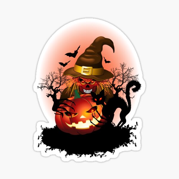 Skull Witch Halloween Monster Sticker