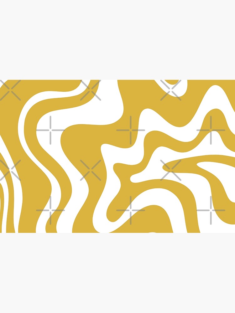 Disover Liquid Swirl Abstract Pattern in Light Mustard and White Makeup Bag