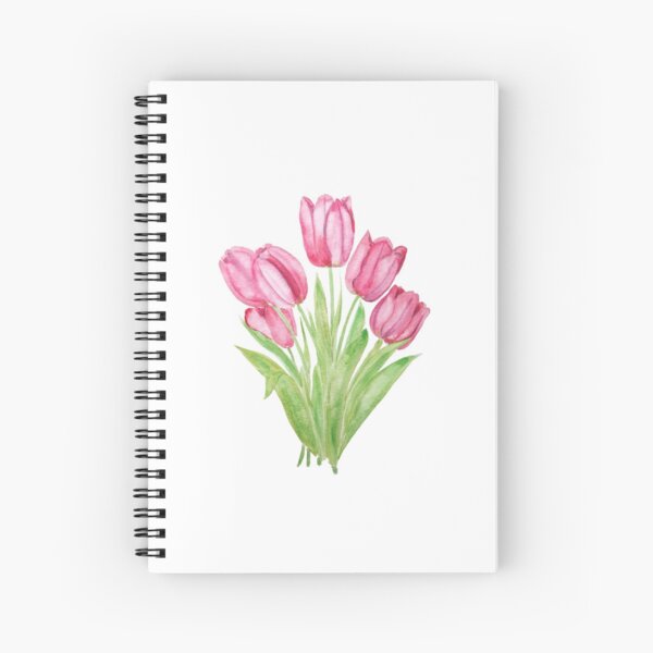Item preview, hand painted pink tulips flowers  watercolor painting  designed and sold by ColorandColor.