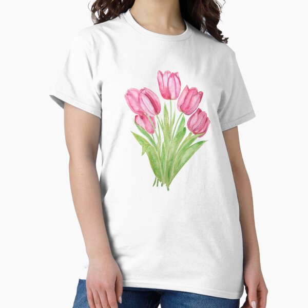Vista previa del artículo con la obra «pintado a mano tulipanes rosados flores pintura de acuarela », diseñado y vendido por ColorandColor.