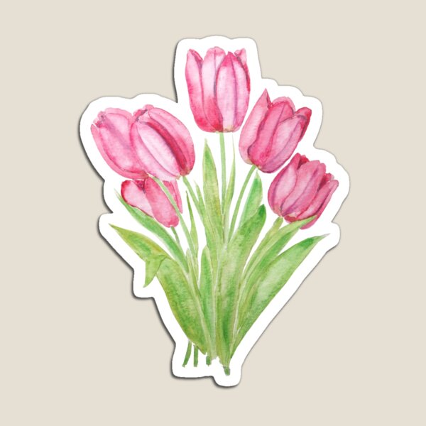 Item preview, hand painted pink tulips flowers  watercolor painting  designed and sold by ColorandColor.