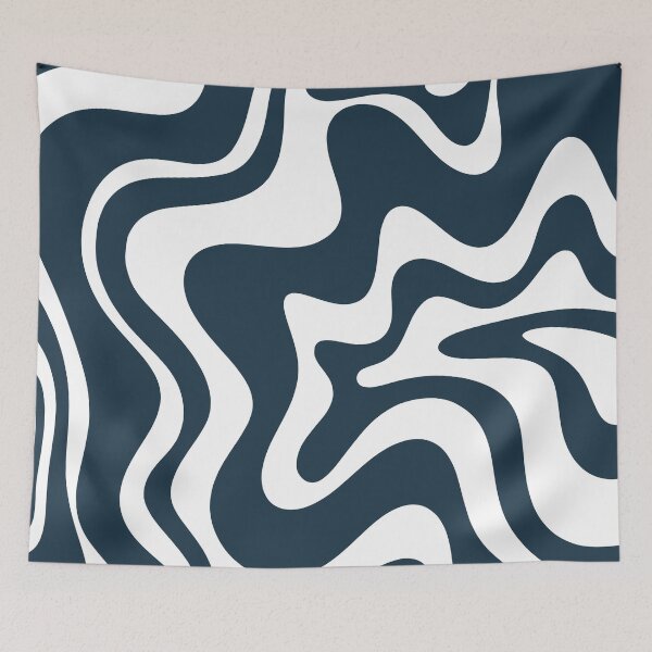 Item preview, Liquid Swirl Abstract Pattern in Dark Navy Blue and White designed and sold by kierkegaard.