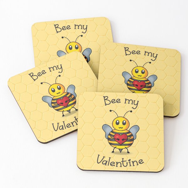 Item preview, Bee my Valentine - Cute bee cartoon gift for Valentine's day - Yellow honeycomb background designed and sold by Twist Design.