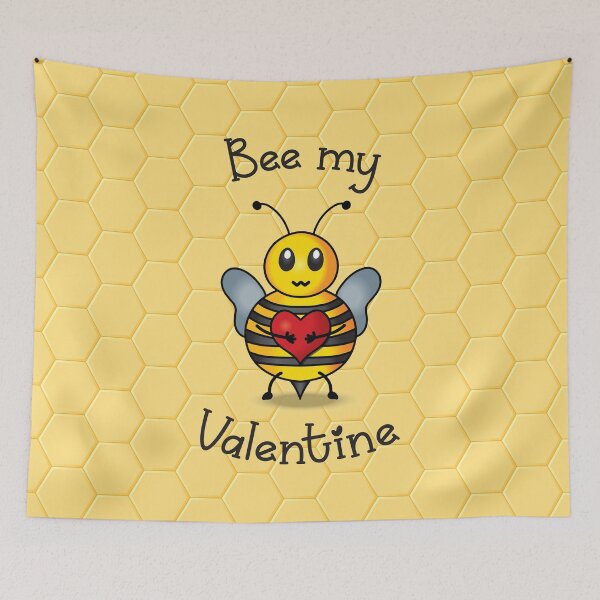 Item preview, Bee my Valentine - Cute bee cartoon gift for Valentine's day - Yellow honeycomb background designed and sold by Twist Design.