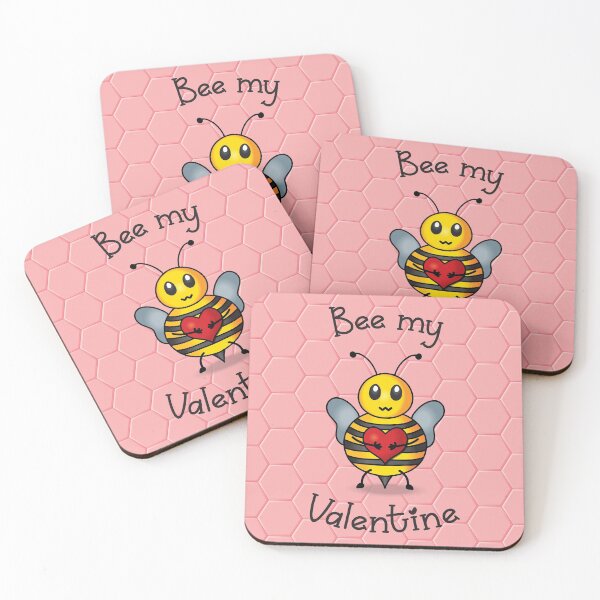 Item preview, Bee my Valentine - Cute bee cartoon gift for Valentine's day - Pink honeycomb background designed and sold by Twist Design.