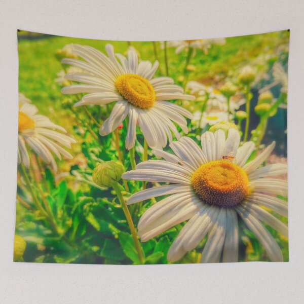 Item preview, Stylized Vintage White Gerber Daisies  with a cute little bug on the petals. designed and sold by PrettyLittlePic.